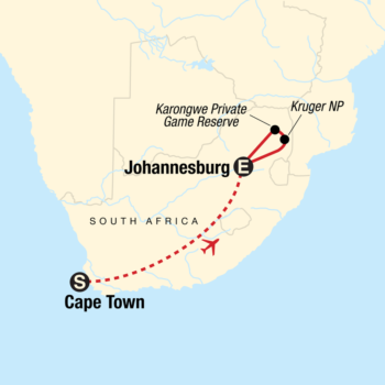 Map of tour Tour of Cape Town and Kruger National Park