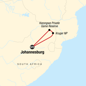 Map of tour Wildlife Tour of Kruger and Karongwe