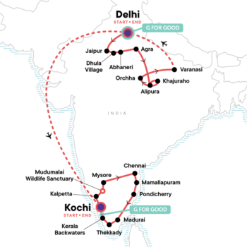 Map of tour Cultural Tour of India: Oldest Cities & Ornate Palaces