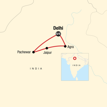 Map of tour Low-Cost Luxury Tour of India’s Golden Triangle