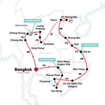 Map of tour Round-Trip Southeast Asia for Young Travellers