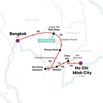 Map of tour 11-Day Southeast Asia Adventure: Ho Chi Minh City to Bangkok