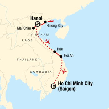 Map of tour Natural Wonders & Historical Tour of Vietnam