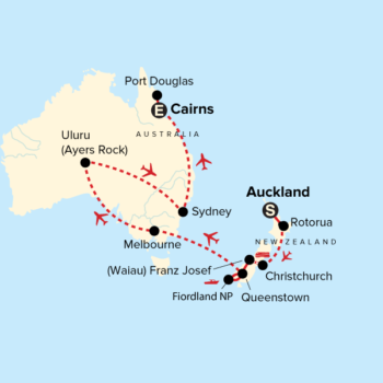 Map of tour Luxury Small Group Tour of Australia and New Zealand