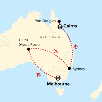 Map of tour Scenic & Cultural Small Group Tour of Australia