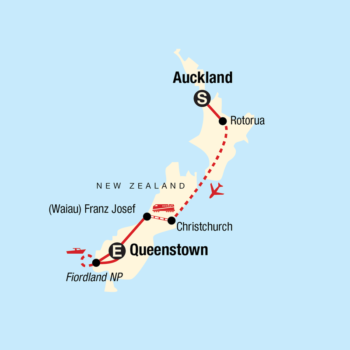 Map of tour Small Group Highlights Tour of New Zealand