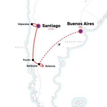 Map of tour Chile and Argentina Cultural and Scenic 10-Day Tour