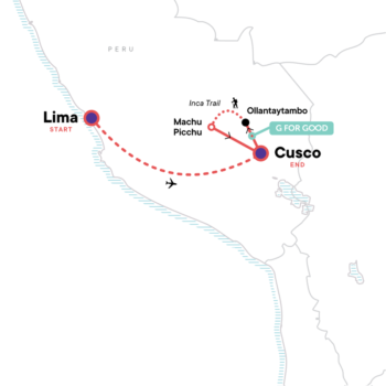 Map of tour Walking Tour of the Inca Trail to Machu Picchu