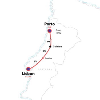 Map of tour Sightseeing Tour of Portugal