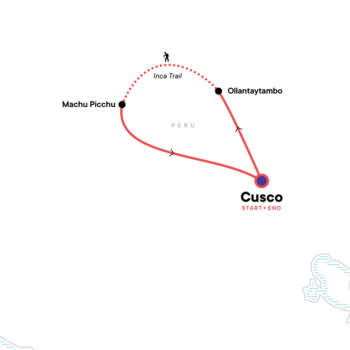 Map of tour 5-Day Inca Trail Camping and Hotel Hiking