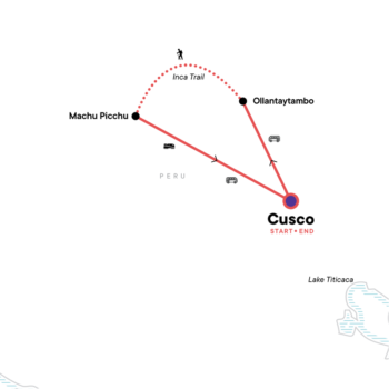 Map of tour 4-Day Inca Trail Camping Trek