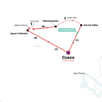 Map of tour The Lares Trek with One-Day Inca Trail (Shh!)