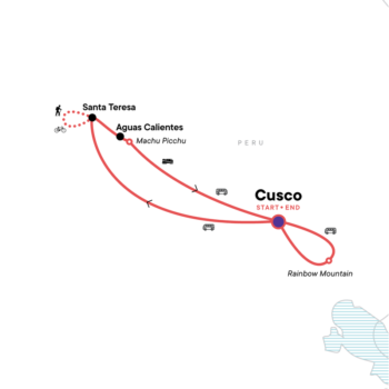 Map of tour 18-to-39 Inca and Rainbow Mountain Trek