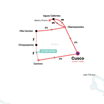 Map of tour Choquequirao and Machu Picchu Hiking Tour