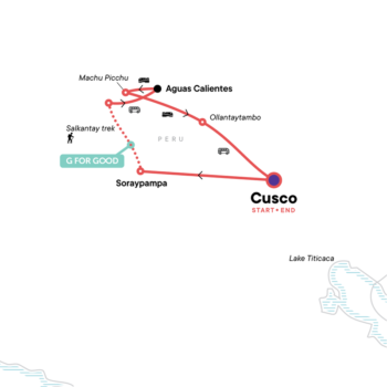 Map of tour Andes Salkantay Trek with Machu Picchu