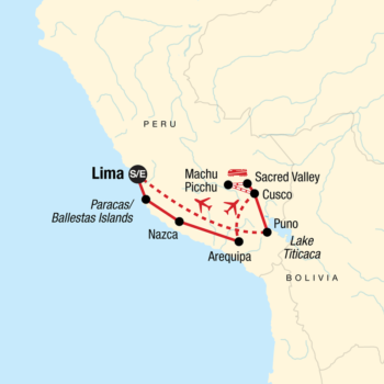 Map of tour Inca and Nasca Civilisations Guided Tour