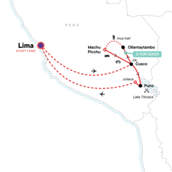 Map of tour Inca Trail, Titicaca and Activities