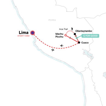 Map of tour Inca Trail Trek and the Sacred Valley Guided Tour