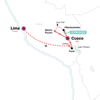 Map of tour The Inca Trail and Lake Titicaca