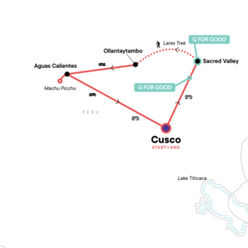 Map of tour Sacred Valley of the Incas Trek