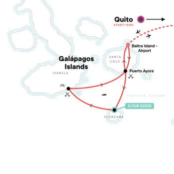 Map of tour Active Tour of the Galapagos with Quito