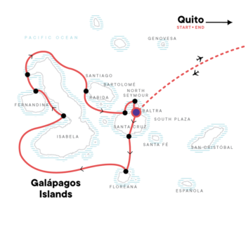 Map of tour Galapagos West & Central Islands Sailing from Quito