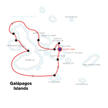 Map of tour Galapagos West & Central Islands Sailing Tour (Cruise Only)