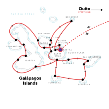 Map of tour Grand Sailing Tour of the Galapagos