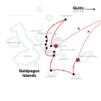 Map of tour Wildlife of the Galapagos: North & Central Island Sailing