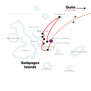 Map of tour Short Break Sailing & Wildlife Tour of the Galapagos