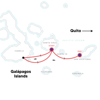 Map of tour Wilderness & Wildlife of the Galapagos for Young Adults