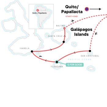 Map of tour Small Group Tour of the Galapagos Islands from Quito