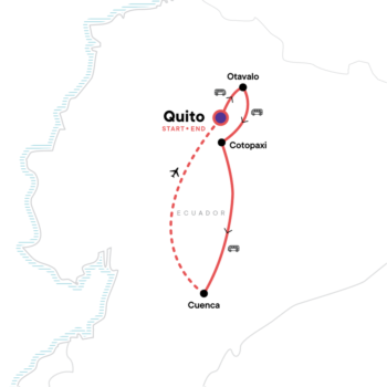 Map of tour Small Group Tour of the Ecuadorian Andes