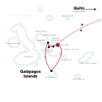 Map of tour Galapagos Sailing Tour: Best of the Central Islands