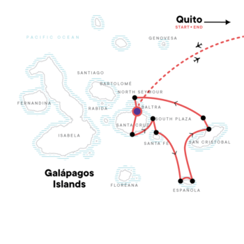 Map of tour Week-Long Eastern Galapagos Boat Tour