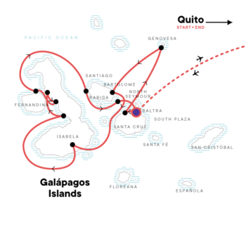 Map of tour Hiking & Snorkelling Galapagos Islands Sailing Tour