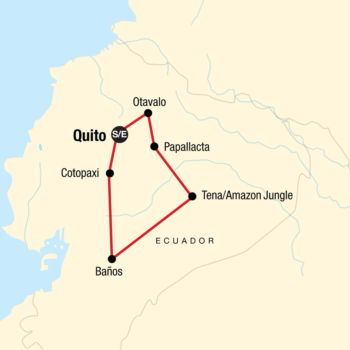 Map of tour Cultural & Nature Tour of Ecuador: Amazon & Andes