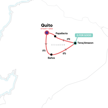 Map of tour Ecuador Highlands & Andes Small Group Adventure