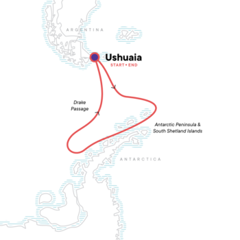 Map of tour 11-Day Antarctica Expedition