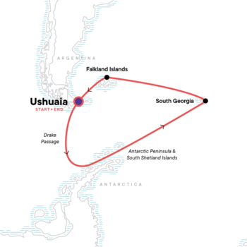 Map of tour Expert Guided Antarctic, South Georgia and Shetlands Tour