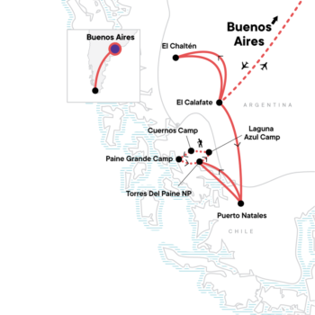 Map of tour 14-Day Patagonia Hiking Explorer