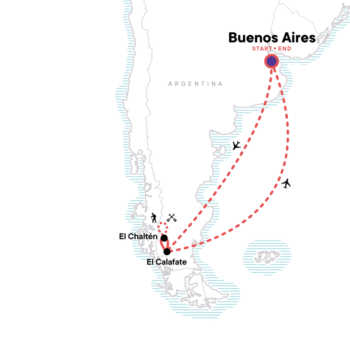 Map of tour Argentina’s Patagonia Hiking Heaven