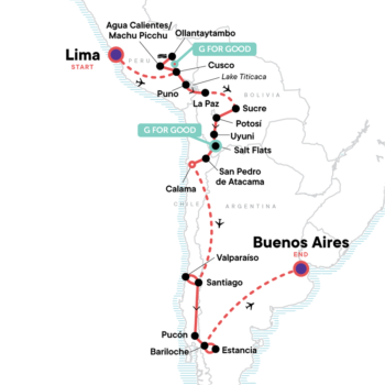 Map of tour 30-Day South America Scenic and Cultural Tour