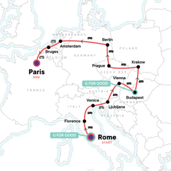 Map of tour City Touring from Rome to Paris