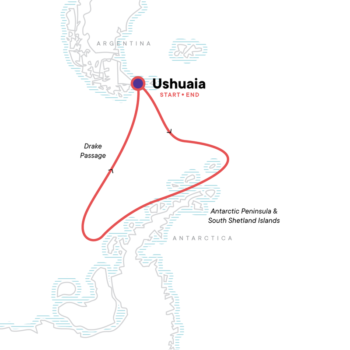 Map of tour Quest for the Antarctic Circle