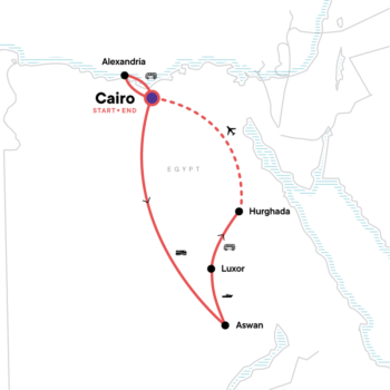 Map of tour Low-Cost History and Nature Tour of Egypt