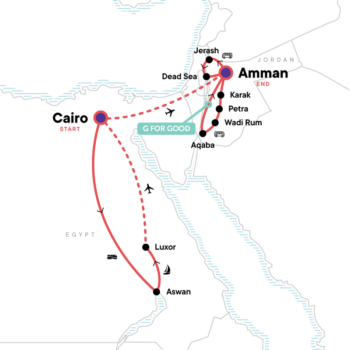 Map of tour Egypt & Jordan History and Culture Tour