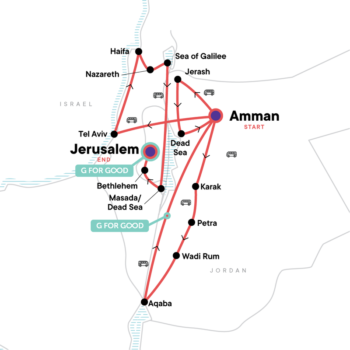 Map of tour Two-Week Historical Tour of Jordan and Israel