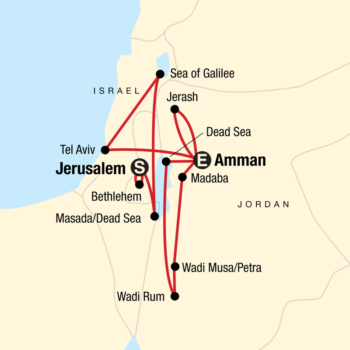 Map of tour Luxury History Tour of Israel & Jordan