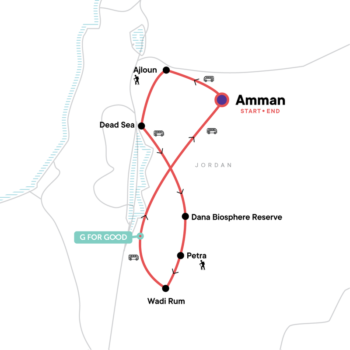 Map of tour Small Group Jordan Walking Tour